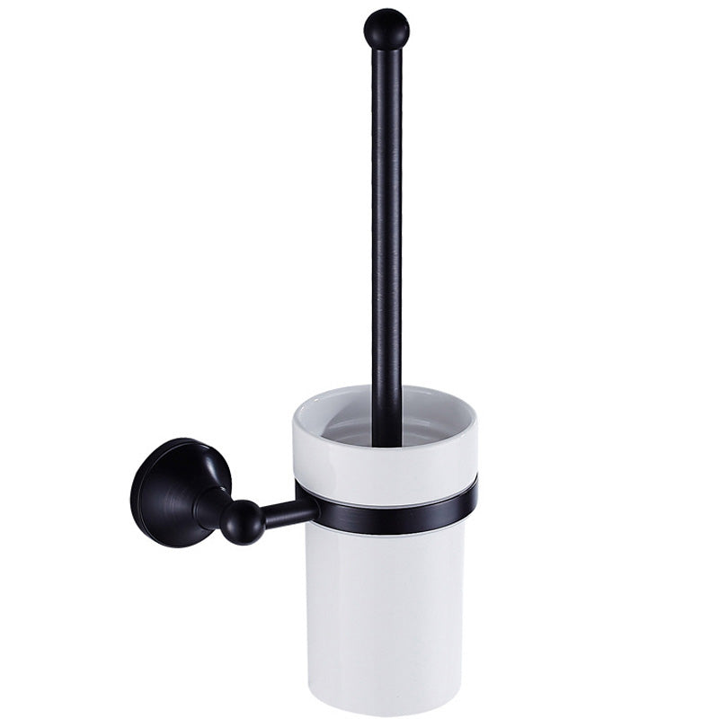 Wall Mount Toilet Brush Holder Oil Rubbed Bronze Modern Brass Bathroom with White Ceramic Home Use