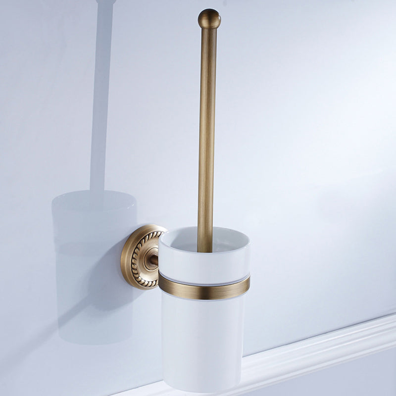Wall Mounted Toilet Brush Holder White Ceramic Holders Antique Brass Bathroom Hardware Carved Gold