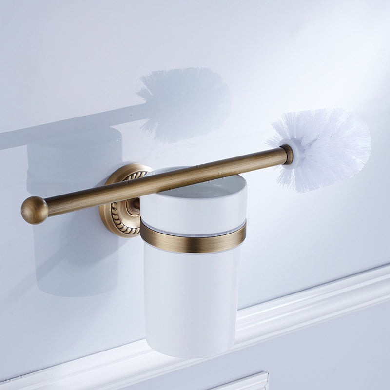 Wall Mounted Toilet Brush Holder White Ceramic Holders Antique Brass Bathroom Hardware Carved Gold