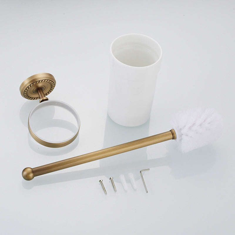 Wall Mounted Toilet Brush Holder White Ceramic Holders Antique Brass Bathroom Hardware Carved Gold