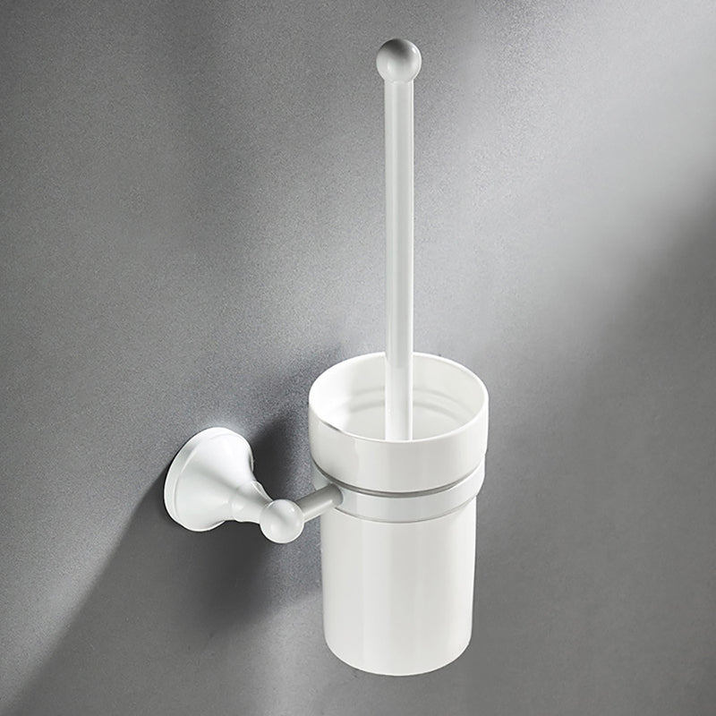 White Toilet Brush Holder Brass Wall Mounted