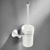 White Toilet Brush Holder Brass Wall Mounted